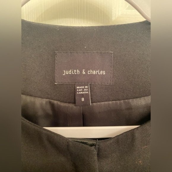 SOLD Judith + Charles Made in Canada Leather and Wool Blazer - Picture 4 of 9